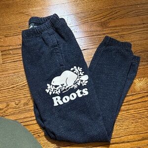 Roots Dark Navy Sweatpants with White Logo